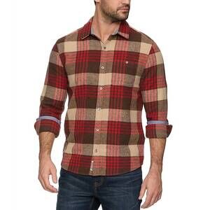 NEW FLAGS & ANTHEM lansing flannel shirt in brown/red/tan
